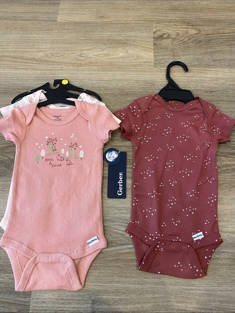 Gerber Pink & Rust Short-Sleeve Baby One-Piece Bodysuits - 3 Pack